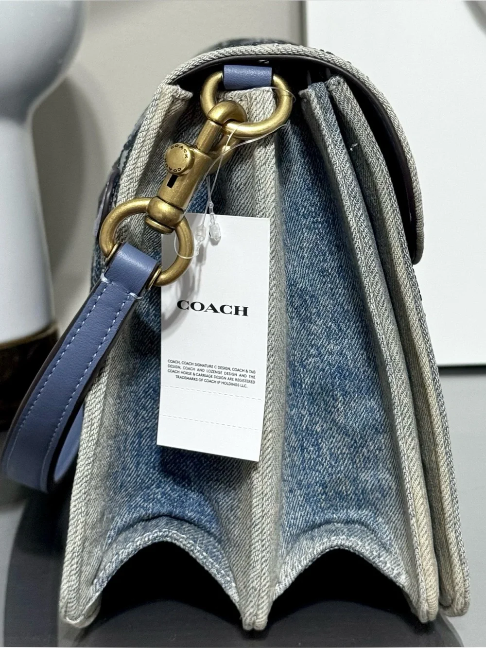 COACH Tabby 36 Crystal Signature Jacquard Denim Shoulder Bag